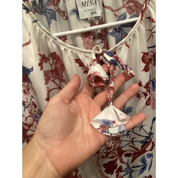 Misa Los Angeles Womens Leona Top Small White Floral Bell Sleeve Boho Romantic - Picture 9 of 12